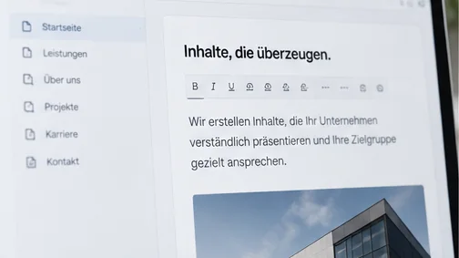 Strukturierte digitale Inhalte auf einem Bildschirm