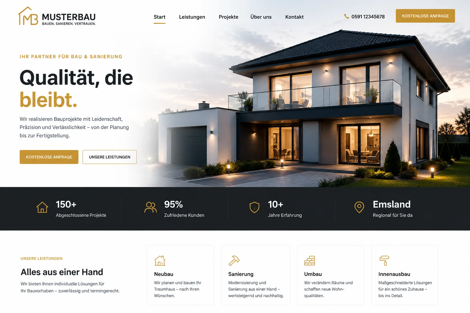 Beispielvorschau einer modernen Unternehmenswebsite von AutomaNext.